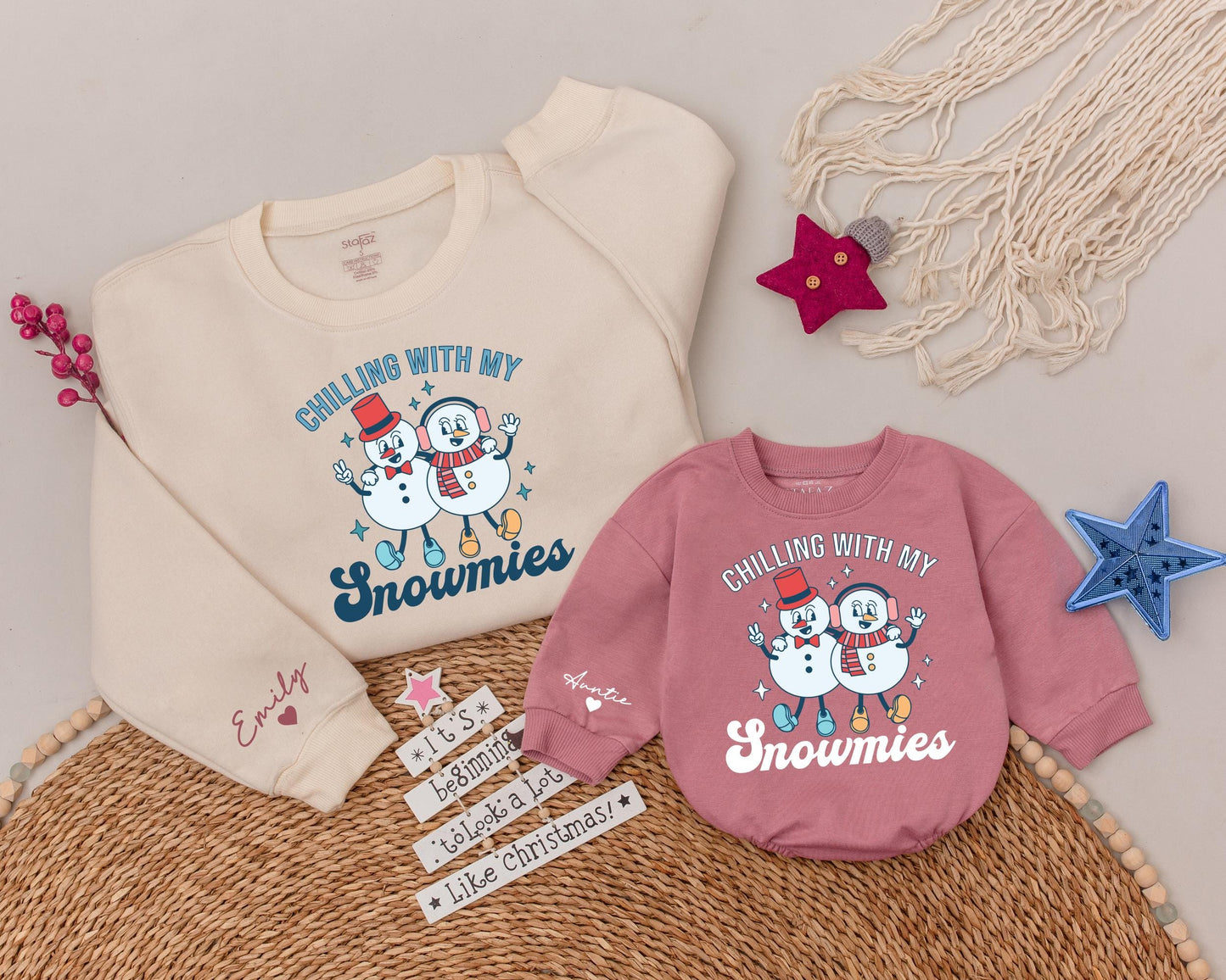 Matching Christmas Shirts: Family, Auntie & Niece Snowman Outfits