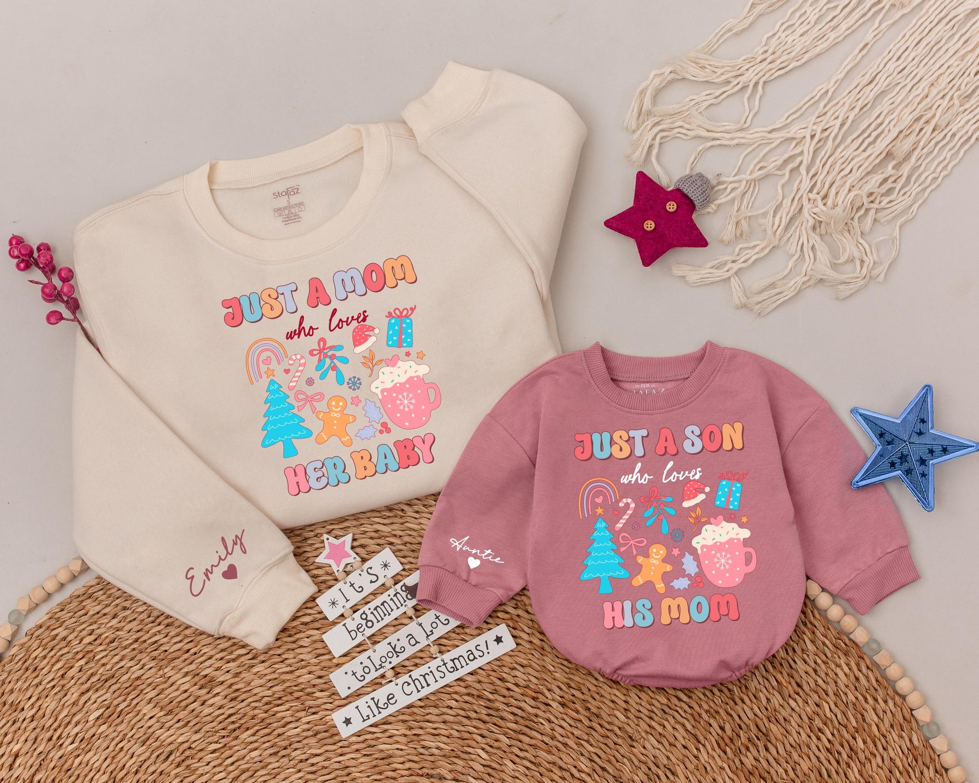 Mom & Kids Matching Xmas Sweatshirts - Personalized Holiday Gifts