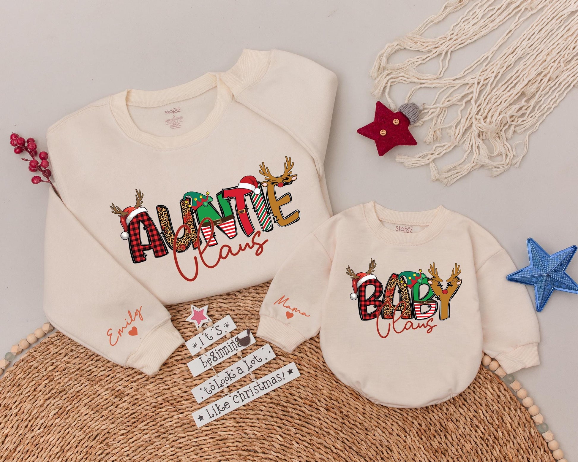 Matching Christmas Sweaters: Mama & Mini Claus, Festive Family Look