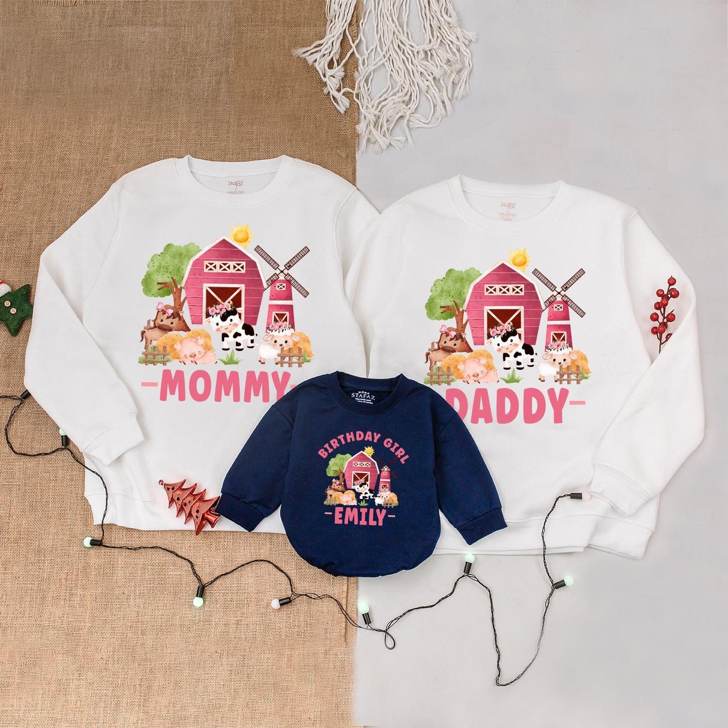 Farm Animal 1st Birthday Shirt, Matching Family Outfits, Pink Theme