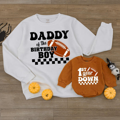 Football 1st Birthday Baby Romper for Boys - Game Day Outfit