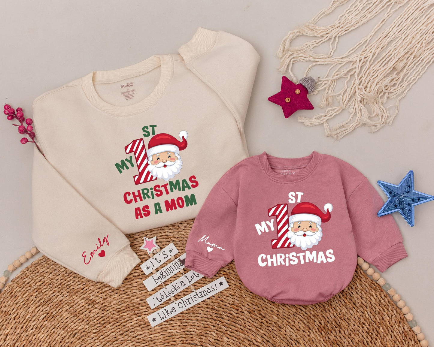 Matching Family Christmas Sweatshirt, 1st Xmas as Mom or Dad Shirt