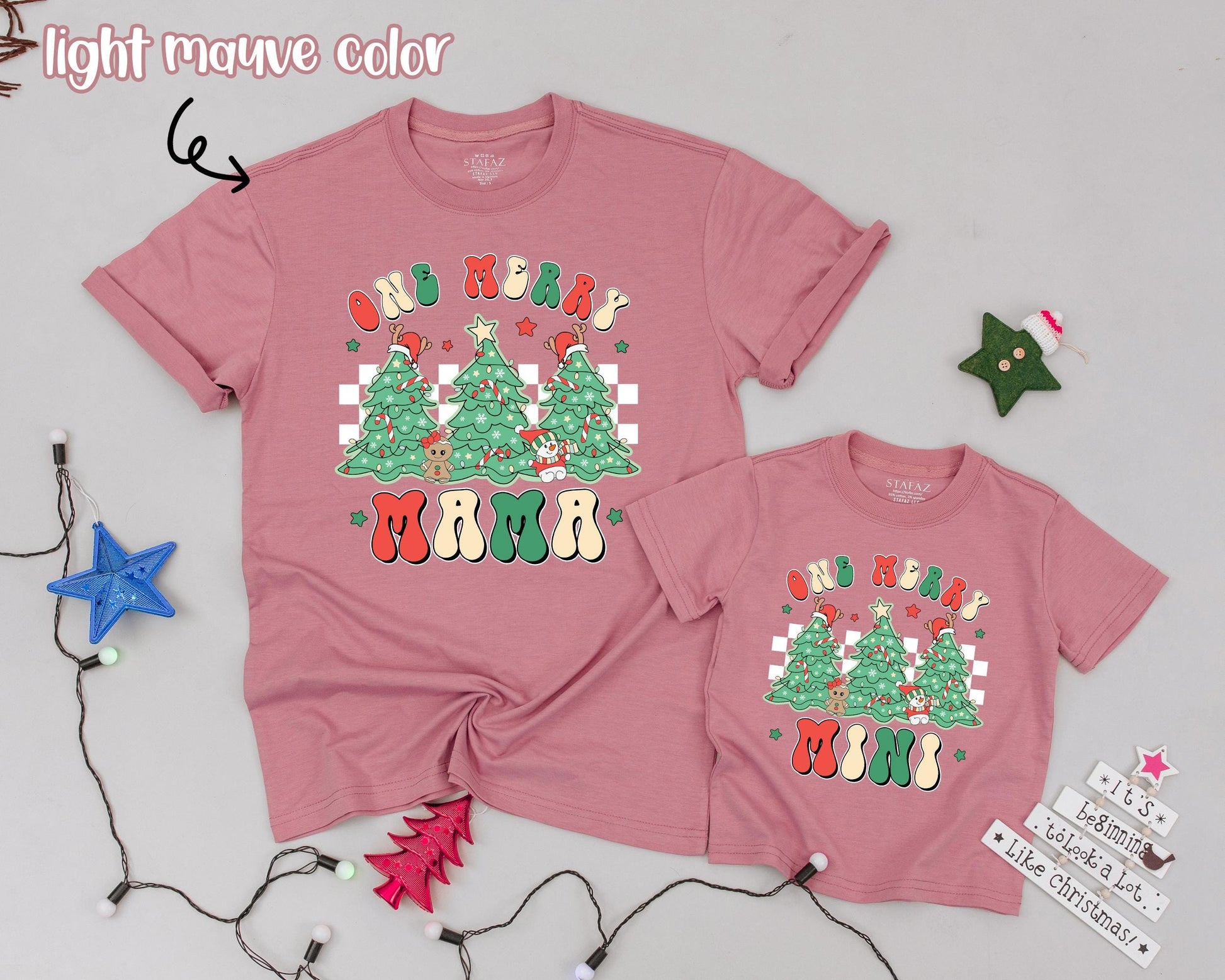 Mama & Me Vintage Christmas Tree Shirts: Festive Matching Outfits