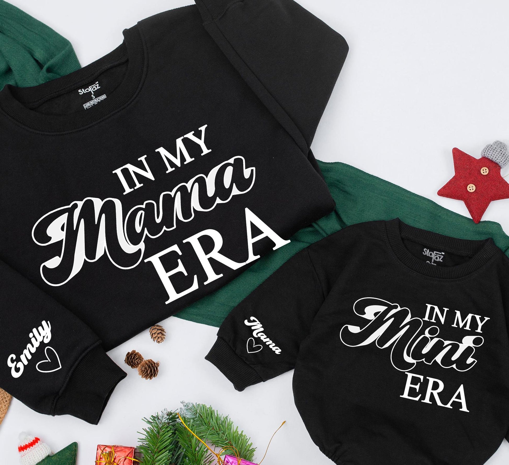 Personalized In My Mama Era Sweatshirt & Mini Matching Outfit for Mom Daughter Retro Style Custom Name Heart Details for Baby Girl Christmas Gift