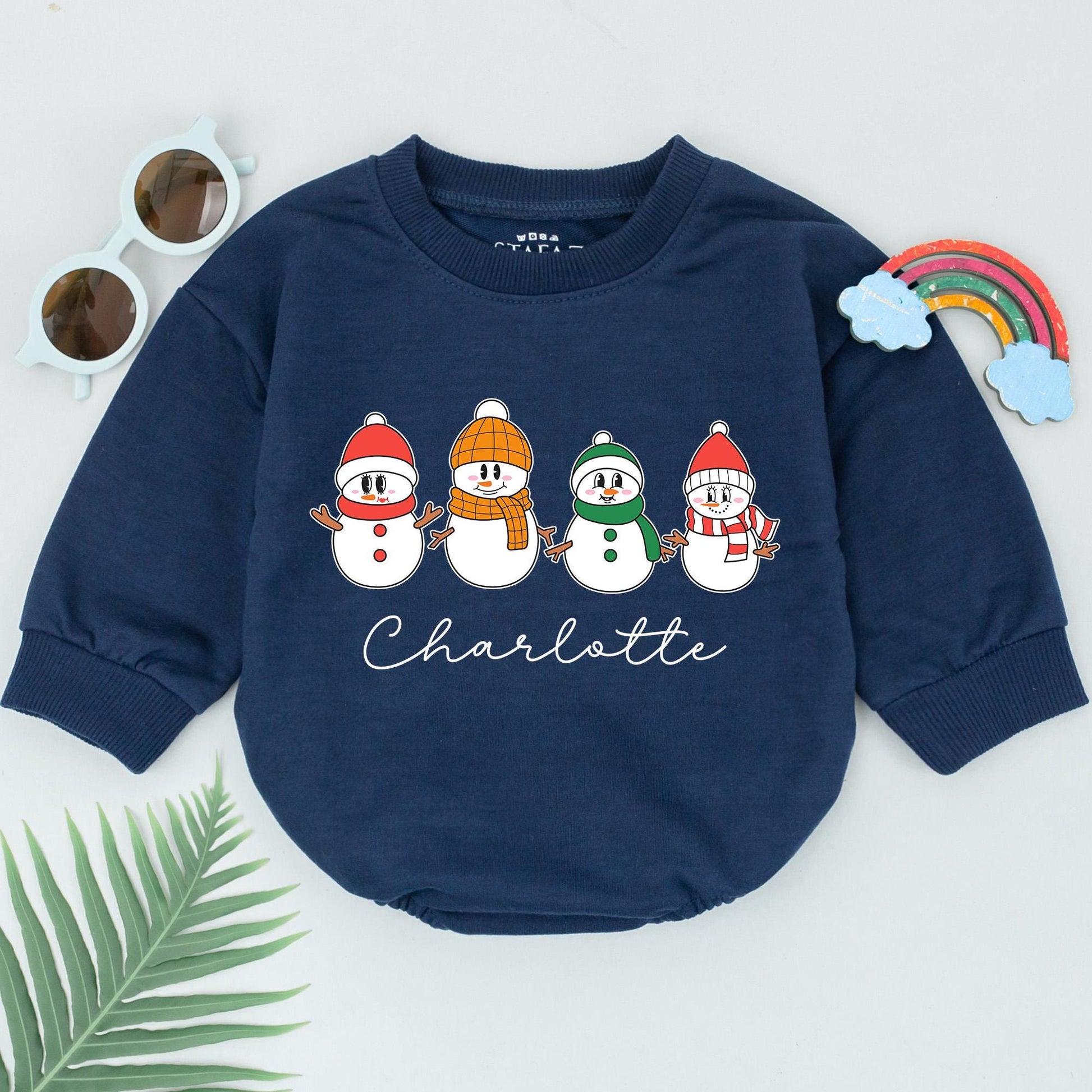 Custom Snowman Baby Romper, Christmas Outfit, 1st Holiday Gift