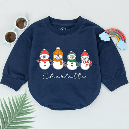 Custom Snowman Baby Romper, Christmas Outfit, 1st Holiday Gift