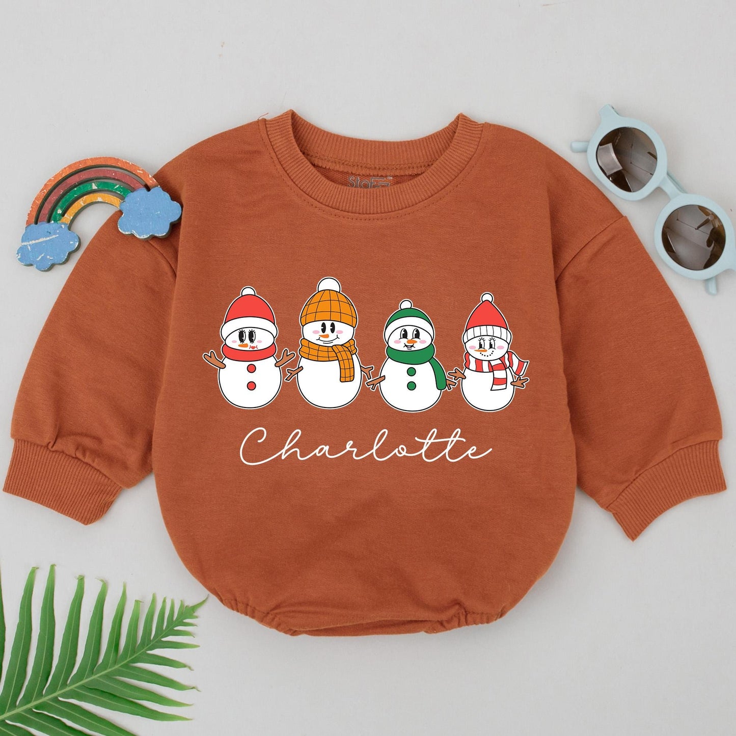 Custom Snowman Baby Romper, Christmas Outfit, 1st Holiday Gift