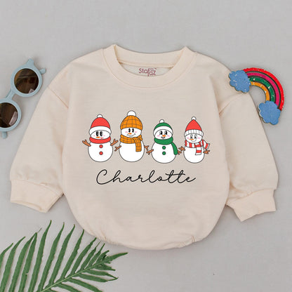 Custom Snowman Baby Romper, Christmas Outfit, 1st Holiday Gift