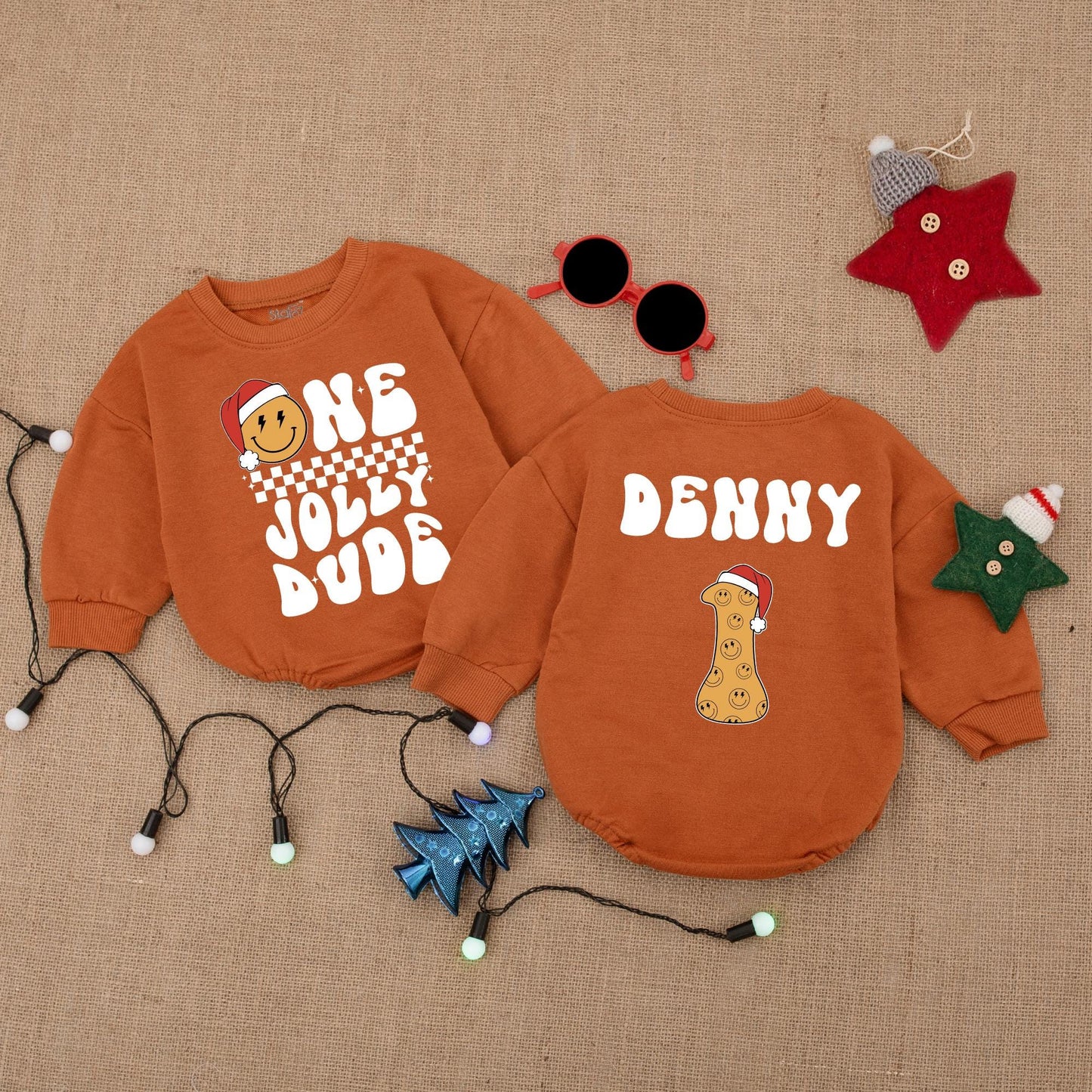 Jolly Santa First Christmas Bodysuit & Bubble Romper Gift Set