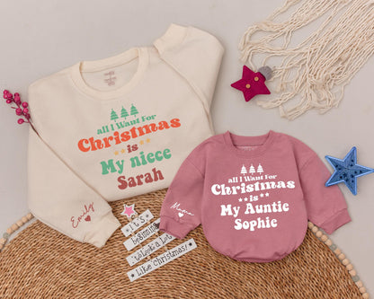 Custom Holiday Sweatshirt Set: Matching Aunt and Niece Gift