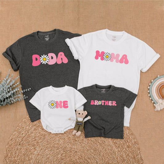Boho Daisy Birthday Shirt Set: Family Matching Groovy Outfit