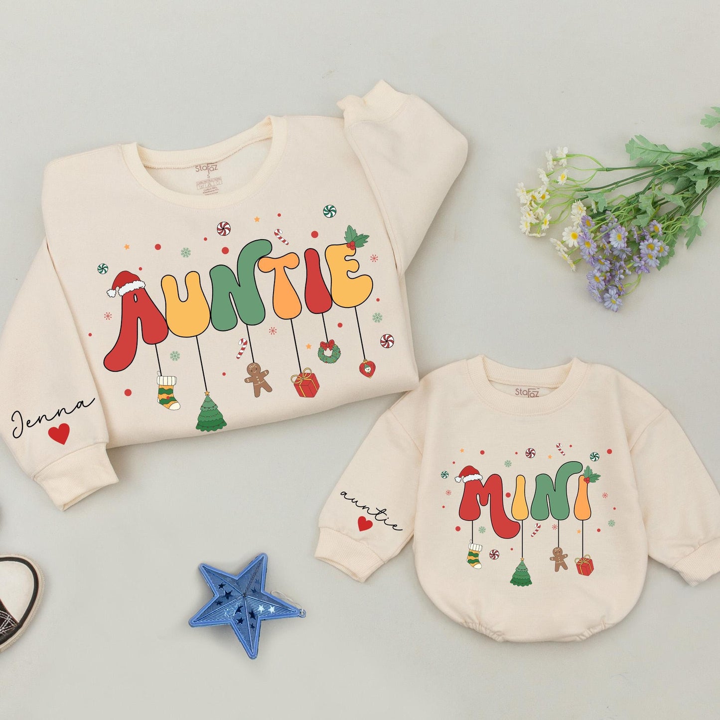 Retro Auntie & Mini Christmas Sweatshirts: Perfect Aunt Niece Gift