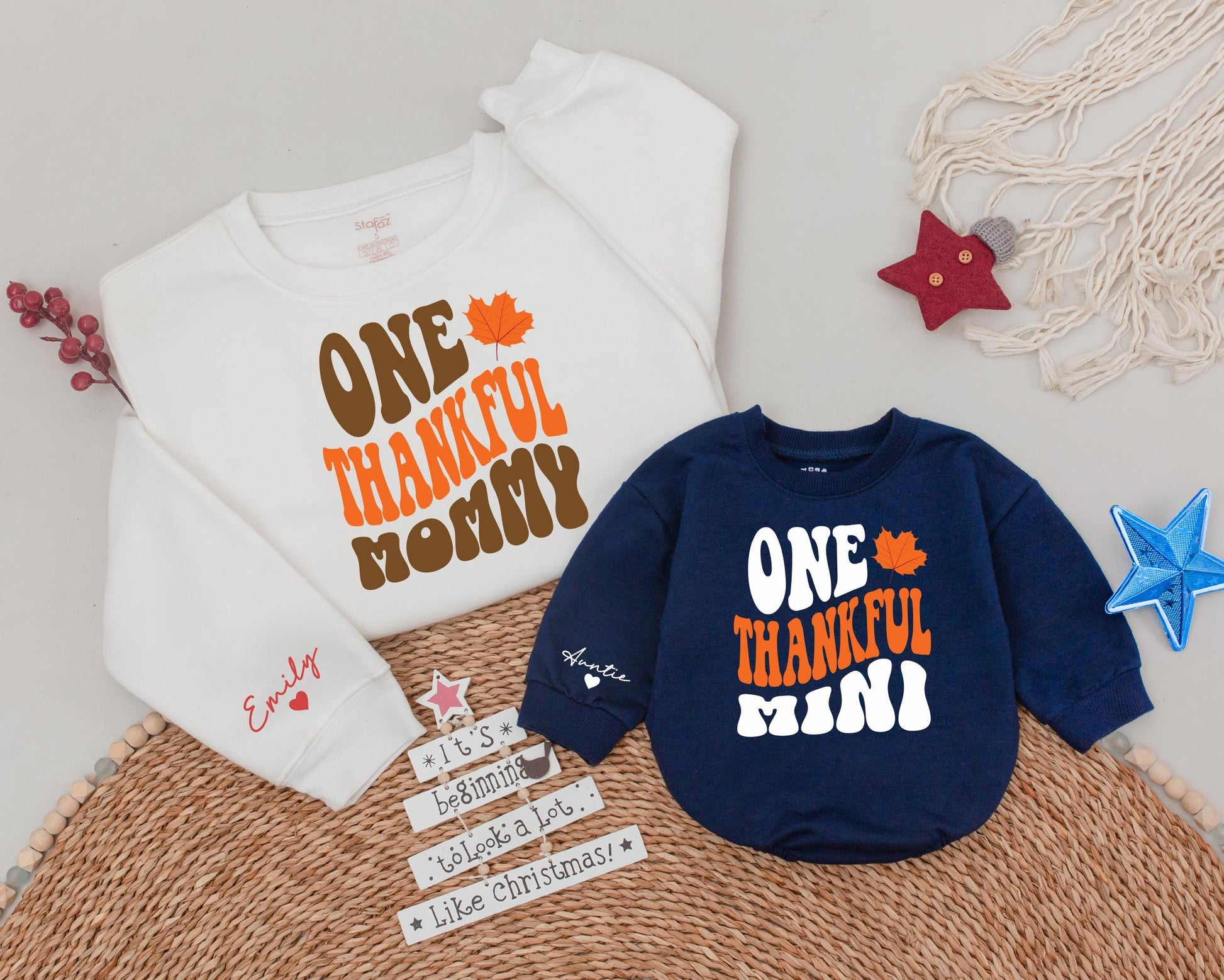 Matching Mommy & Me Thanksgiving Sweaters - Fall & Pumpkin Designs