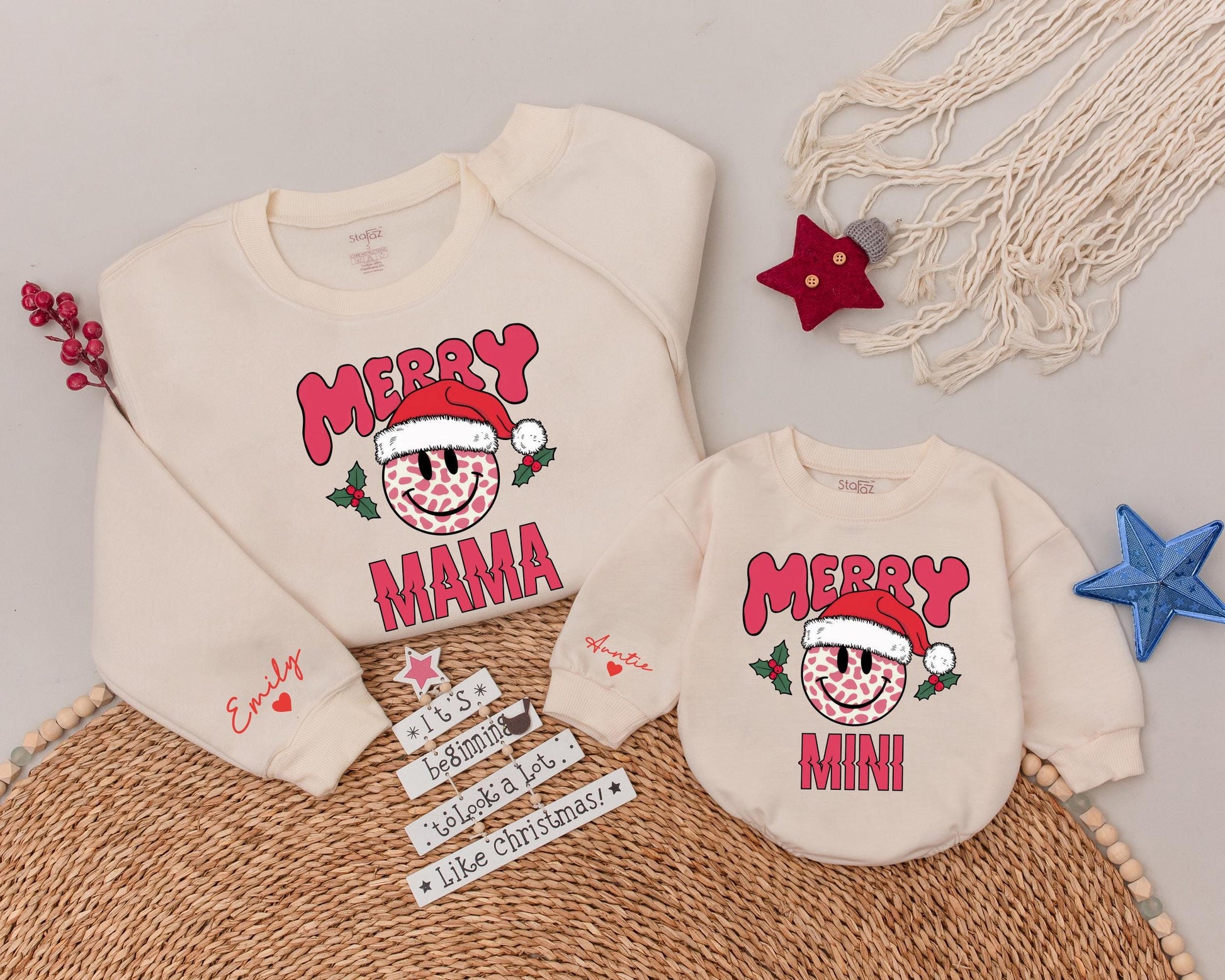 Matching Family Christmas Sweatshirts, Mommy and Me Holiday Outfits  