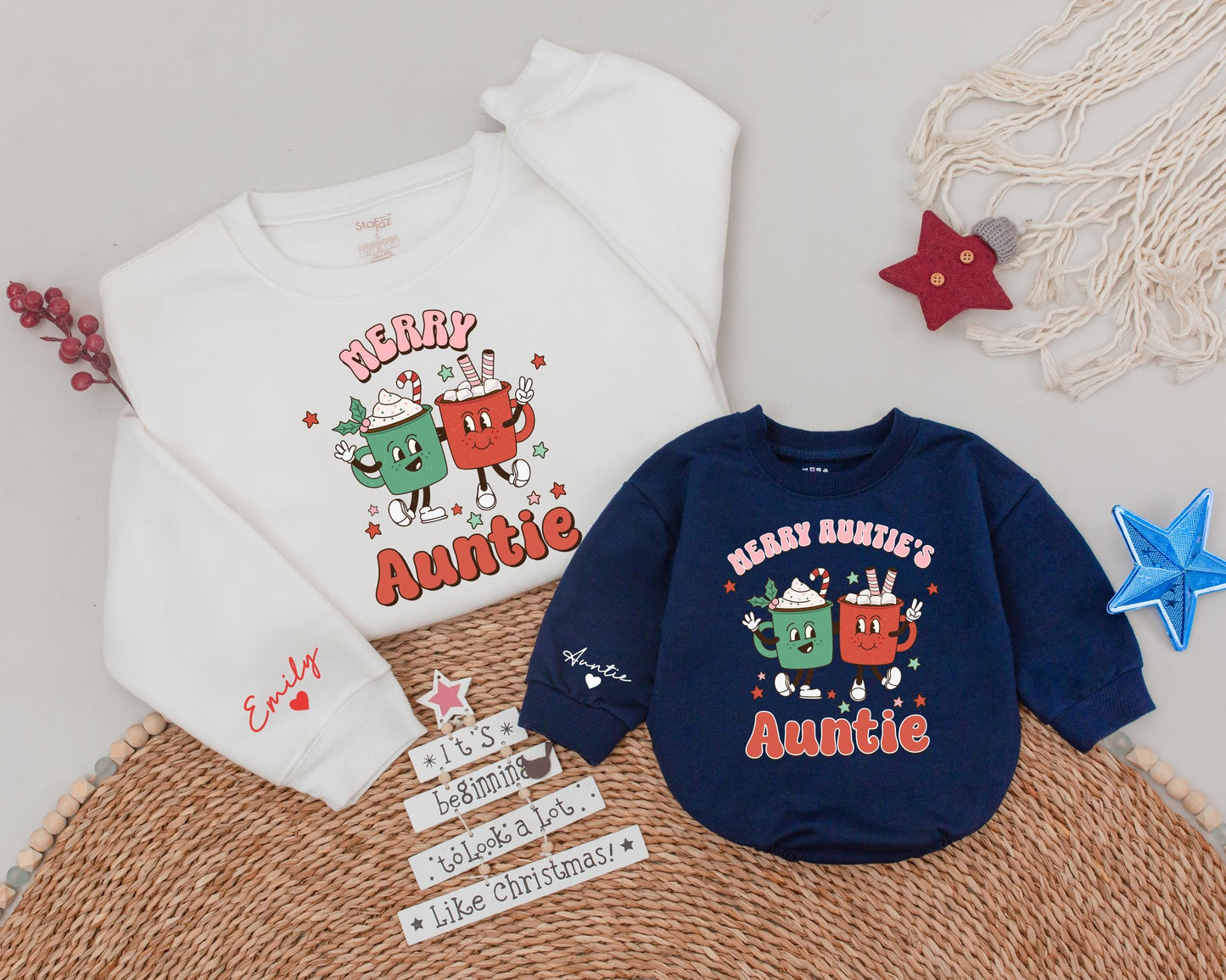 Festive Auntie & Niece Matching Sweatshirts for Holiday Season