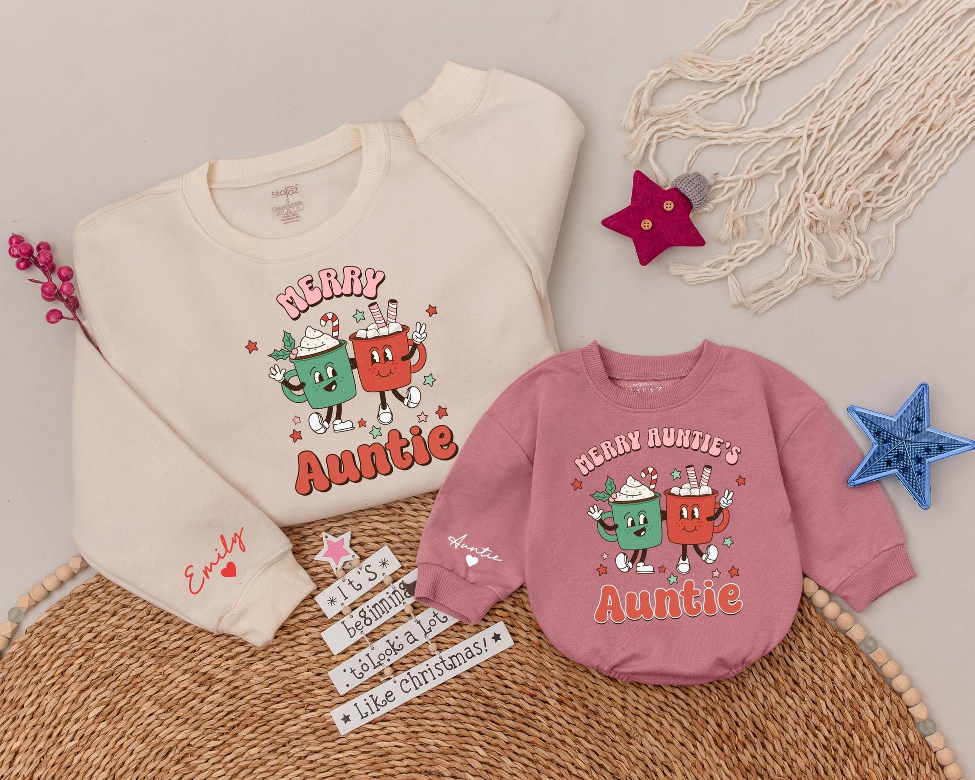 Festive Auntie & Niece Matching Sweatshirts for Holiday Season