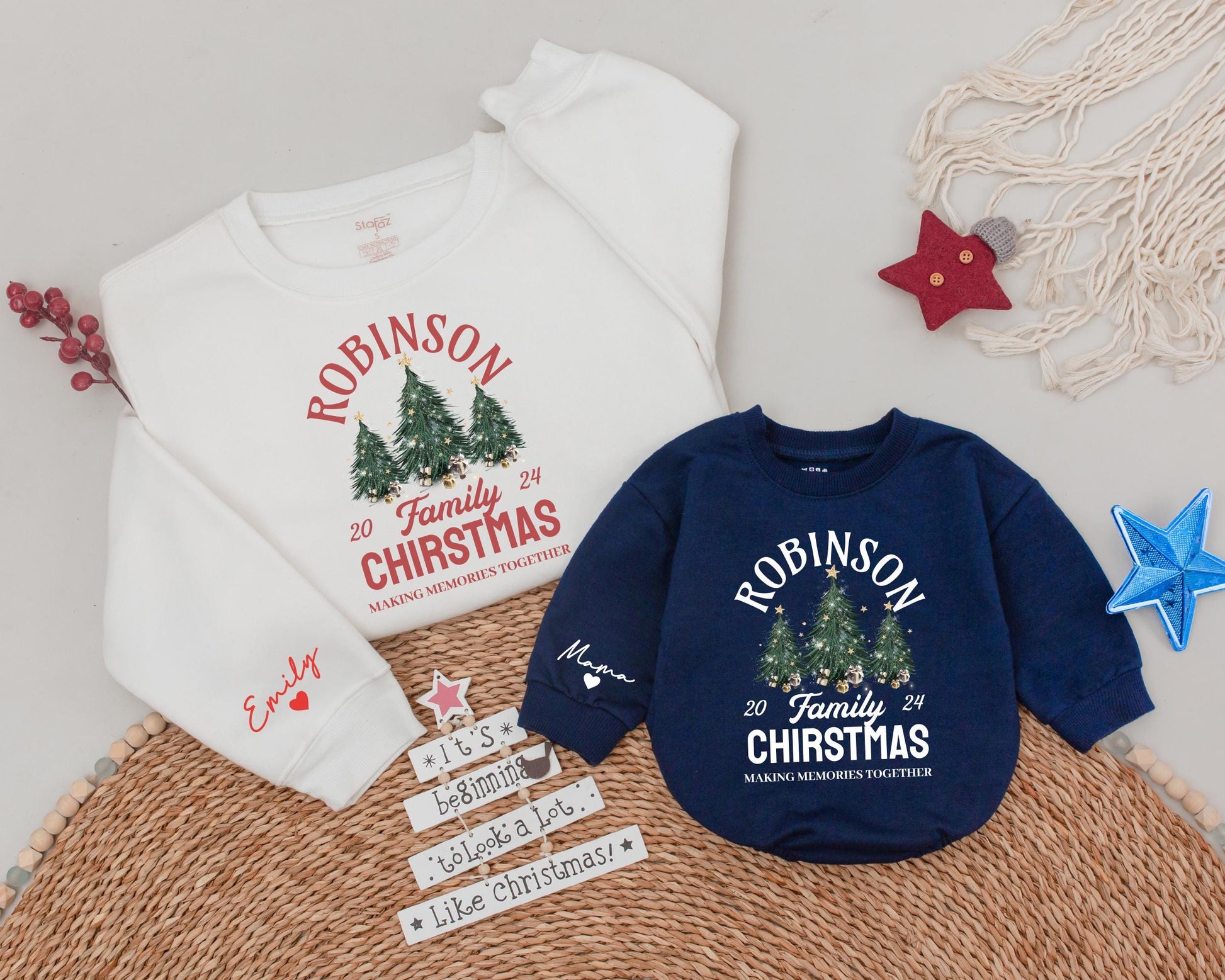 Matching Family Christmas Tops: Personalized Vintage Holiday Shirts