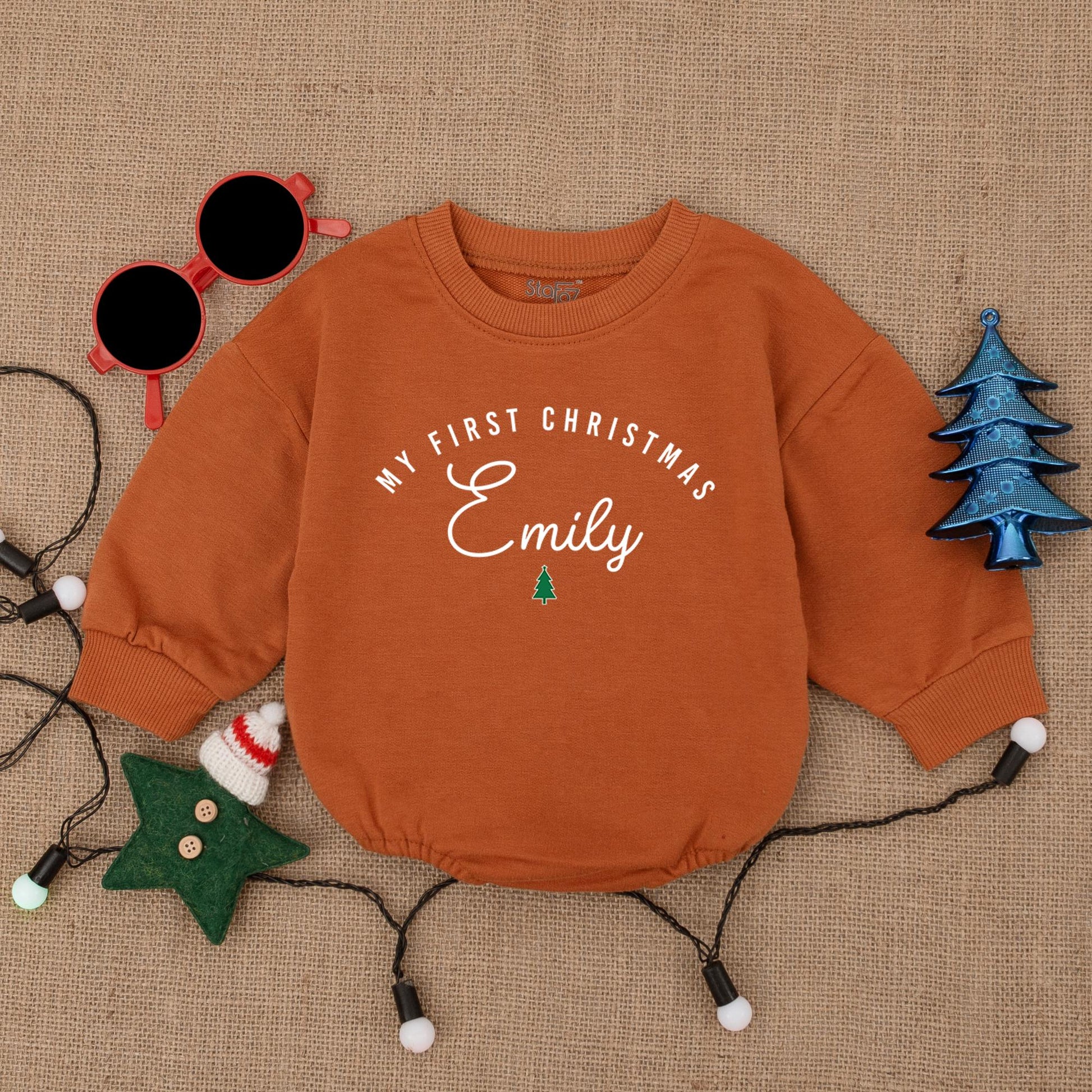 Custom Christmas Bubble Romper: Personalized Baby's First Outfit