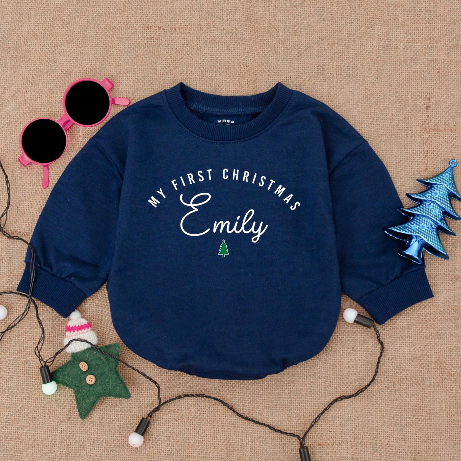 Custom Christmas Bubble Romper: Personalized Baby's First Outfit