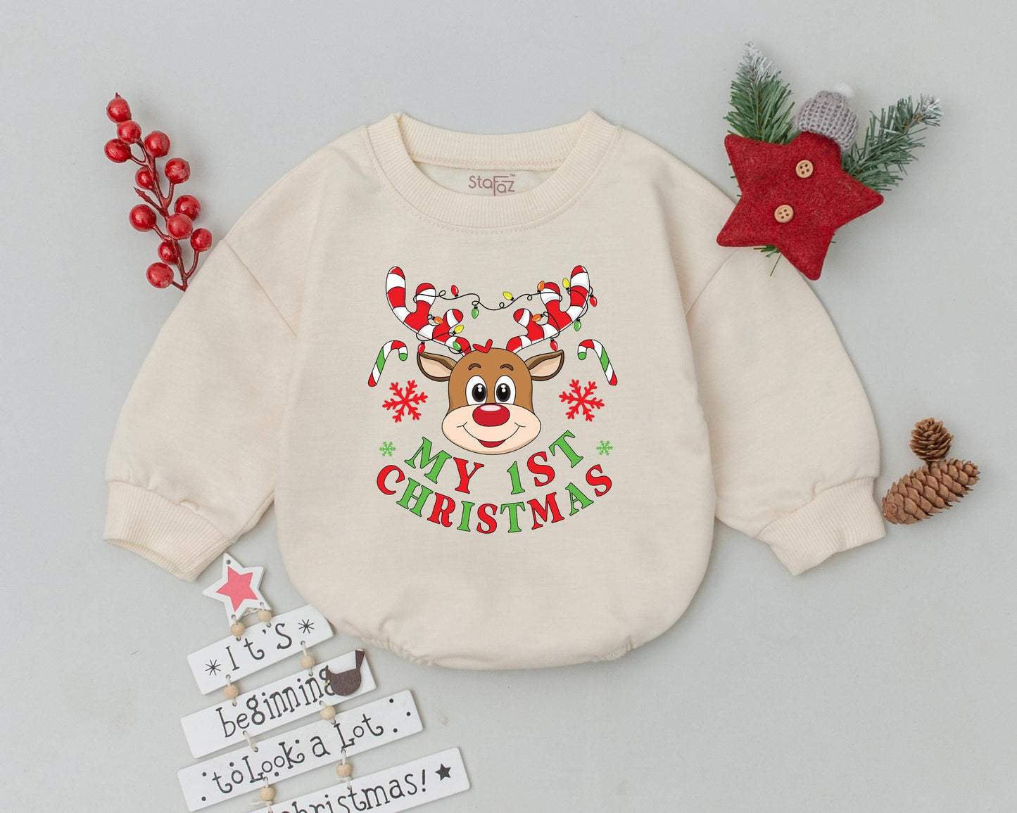 Adorable Reindeer Baby Romper – Perfect Christmas Outfit and Gift