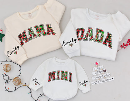 Matching Leopard Sweatshirts: Family Christmas & Baby Romper Set