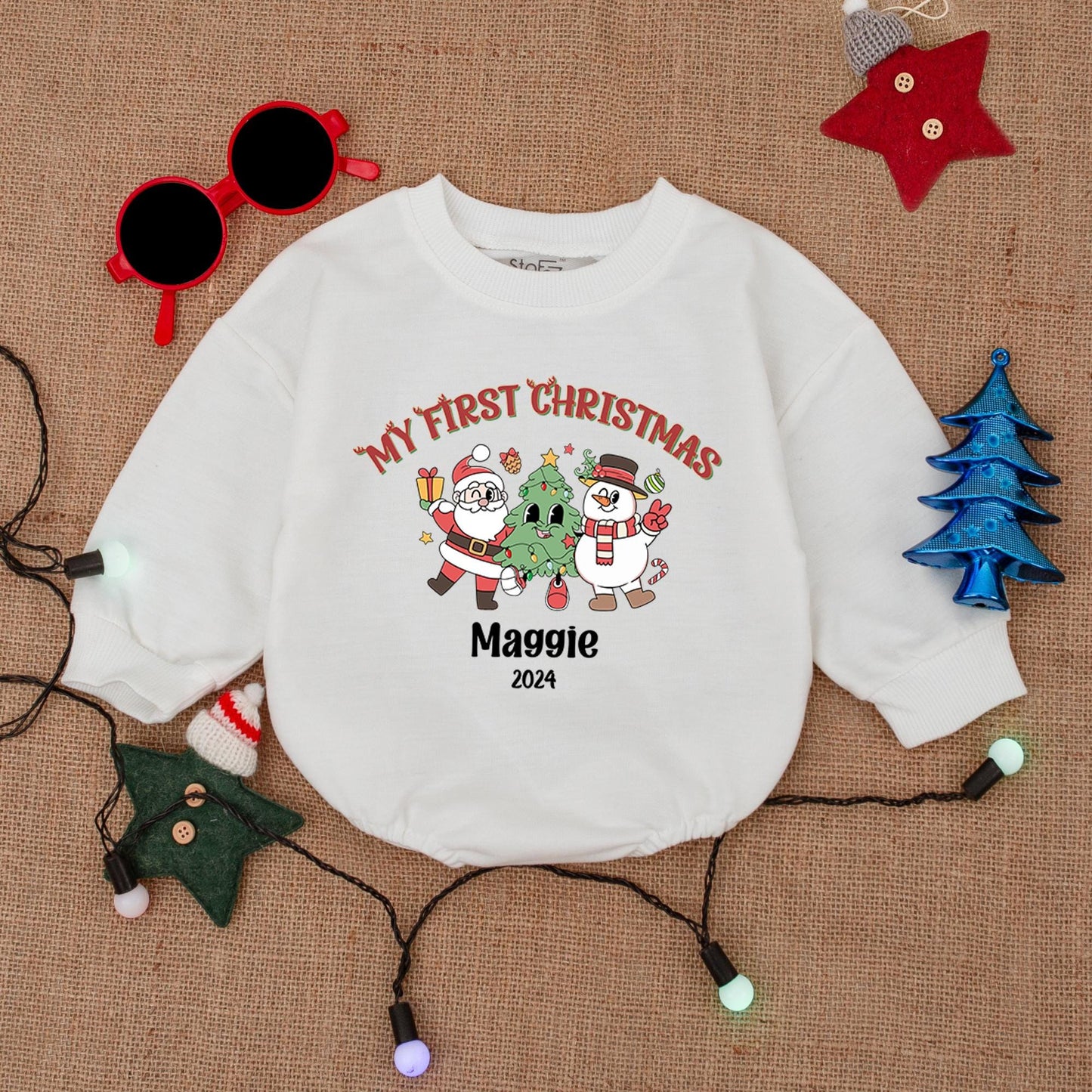 Custom Name Christmas Romper: Baby’s First Holiday Outfit Gift