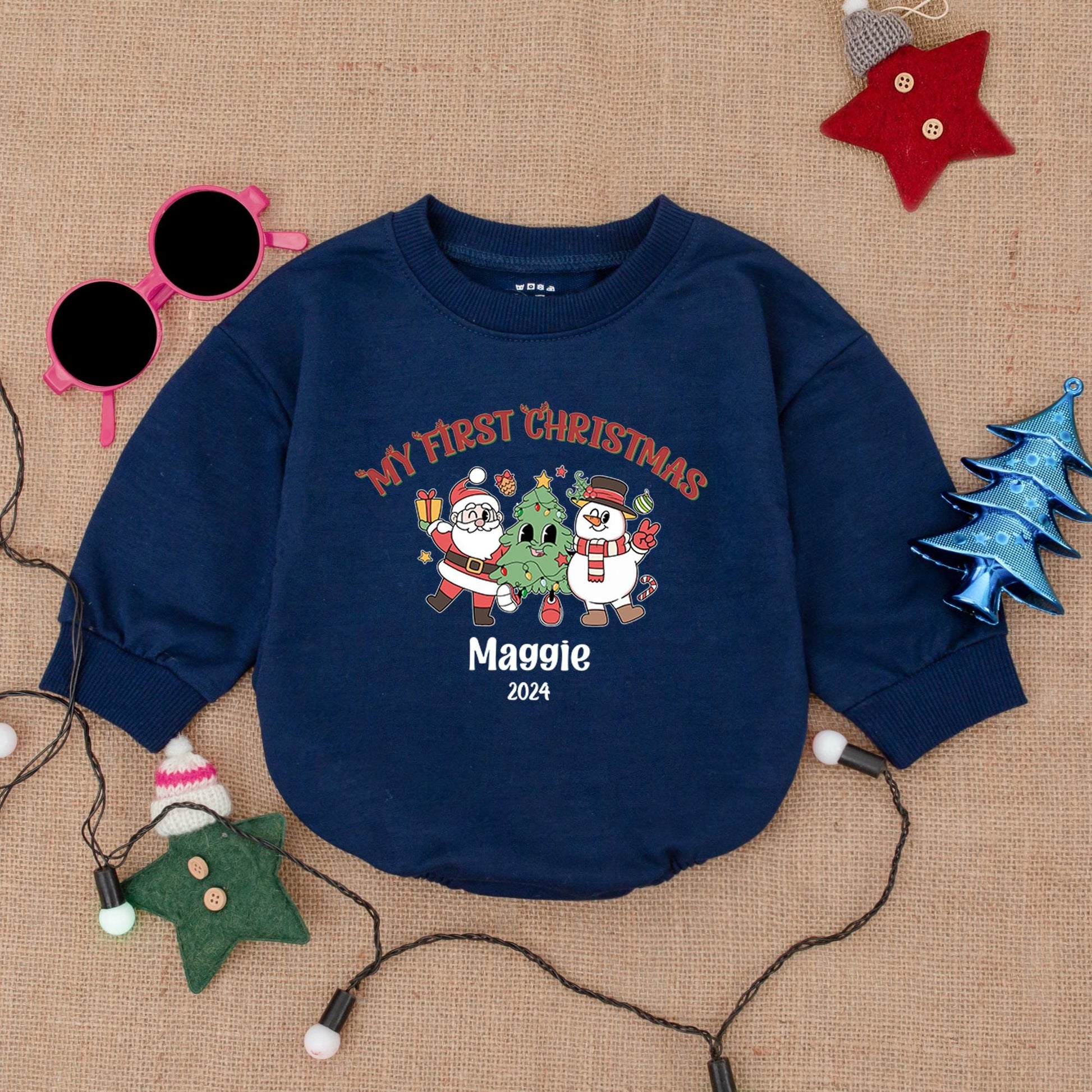 Custom Name Christmas Romper: Baby’s First Holiday Outfit Gift