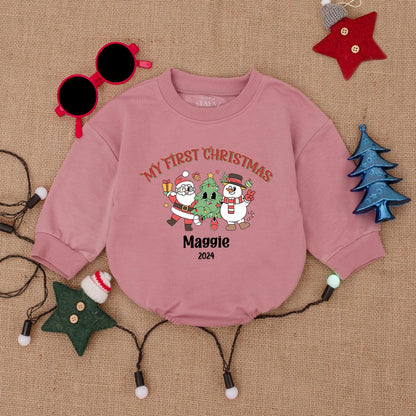 Custom Name Christmas Romper: Baby’s First Holiday Outfit Gift