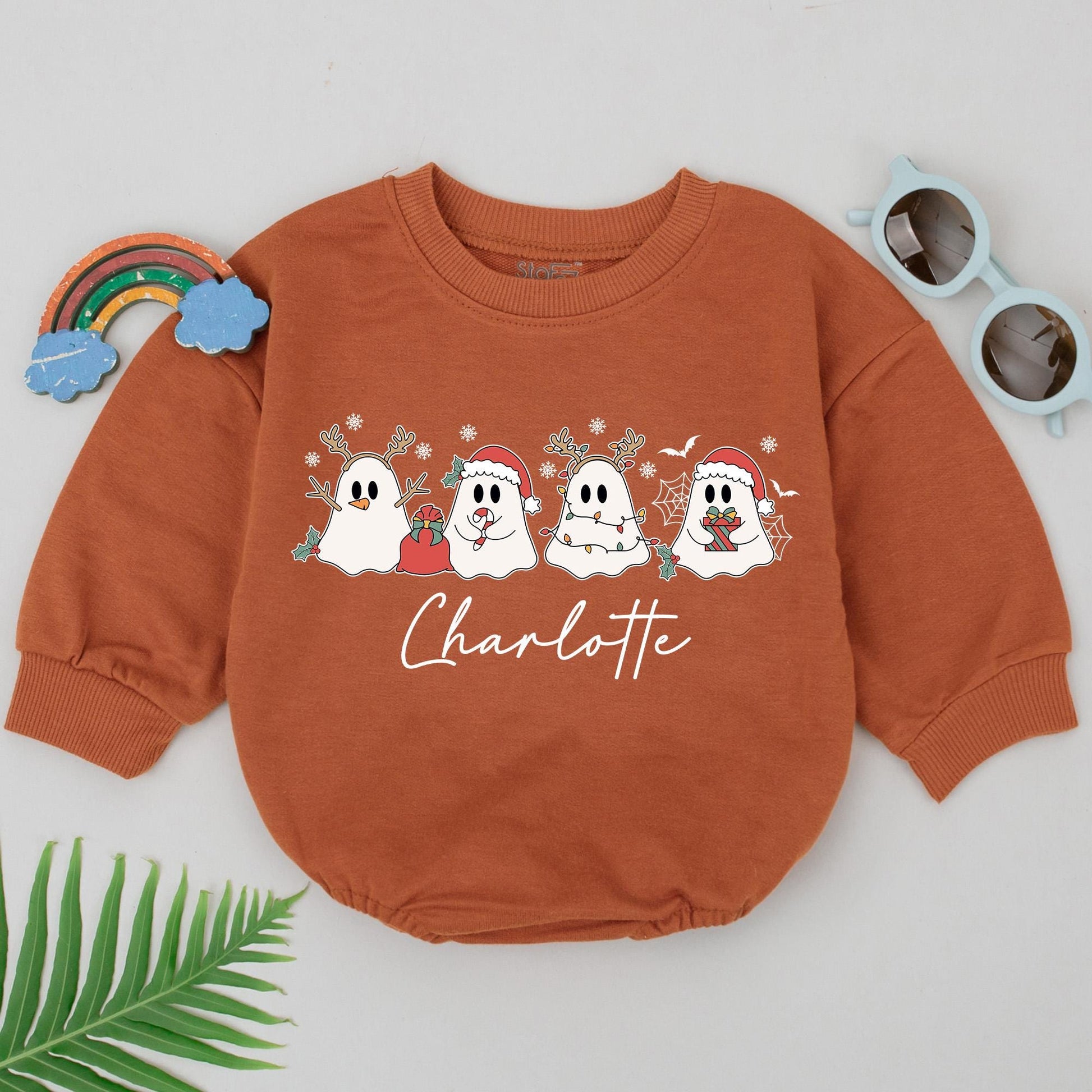 Custom Christmas Ghost Romper: Baby's 1st Holiday Outfit & Gift