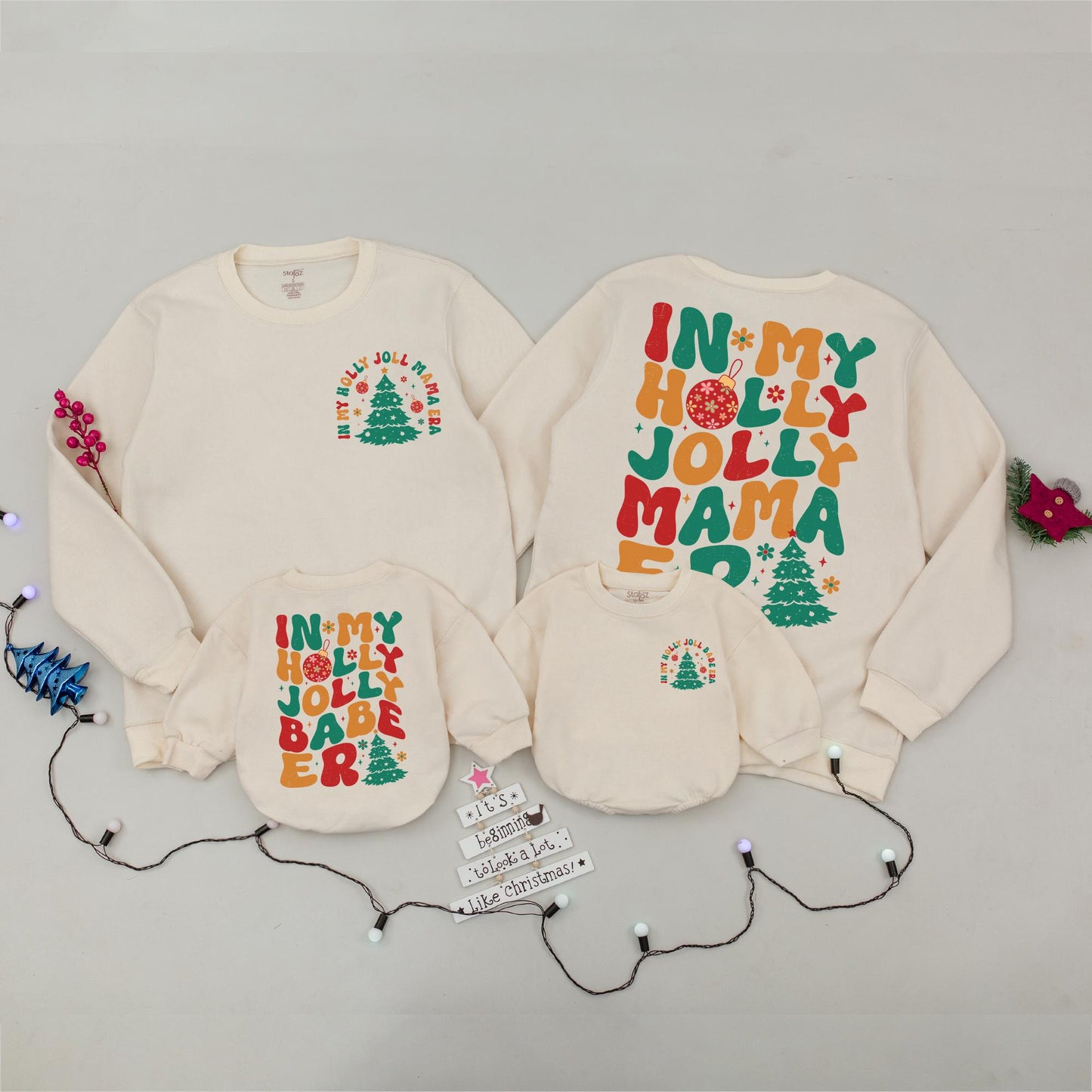 Matching Family Christmas Sweaters: Jolly Mama & Babe Holiday Romper