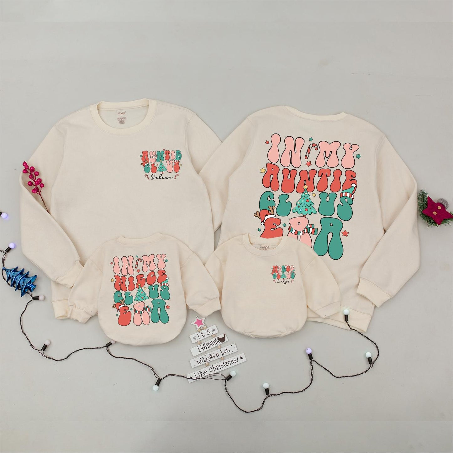 Matching Auntie and Niece Christmas Sweaters - Family Holiday Gifts