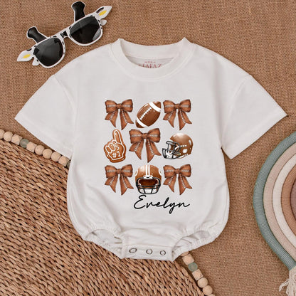 Custom Football Romper: Personalized Baby Outfit for Game Day