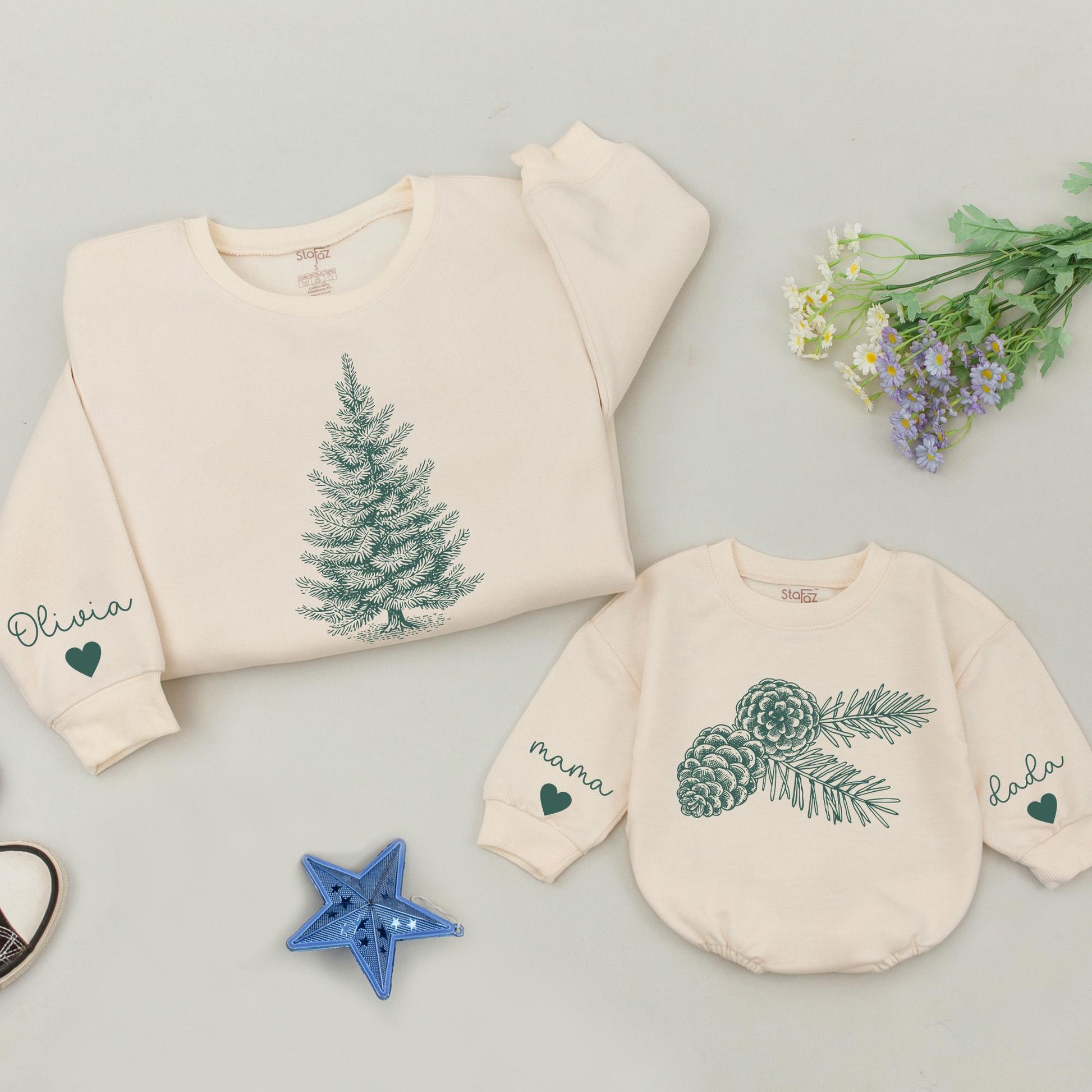 Matching Family Christmas Sweaters: Pinecone Tree Design for All