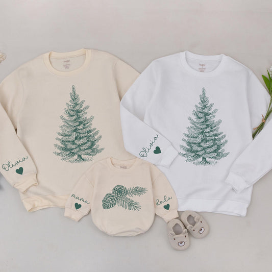 Matching Family Christmas Sweaters: Pinecone Tree Design for All