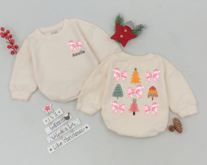 Personalized Christmas Bubble Romper: My First Xmas Baby Outfit  