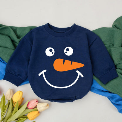 Cute Snowman Christmas Bubble Romper Newborn Baby Girls Boys First Holiday Outfit Retro Minimalist Design New Baby Shower Gift
