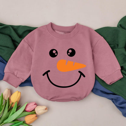 Cute Snowman Christmas Bubble Romper Newborn Baby Girls Boys First Holiday Outfit Retro Minimalist Design New Baby Shower Gift