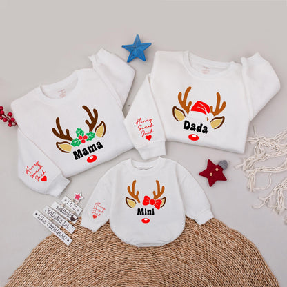 Personalized Christmas Reindeer Tees & Sweatshirts for the Family  