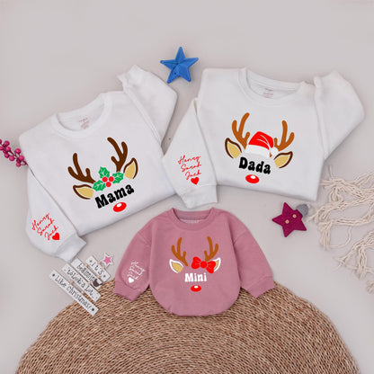 Personalized Christmas Reindeer Tees & Sweatshirts for the Family  