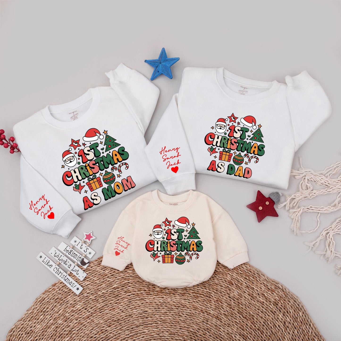 Matching Family Xmas Shirts: 1st Christmas as Mom & Dad, Custom Tee