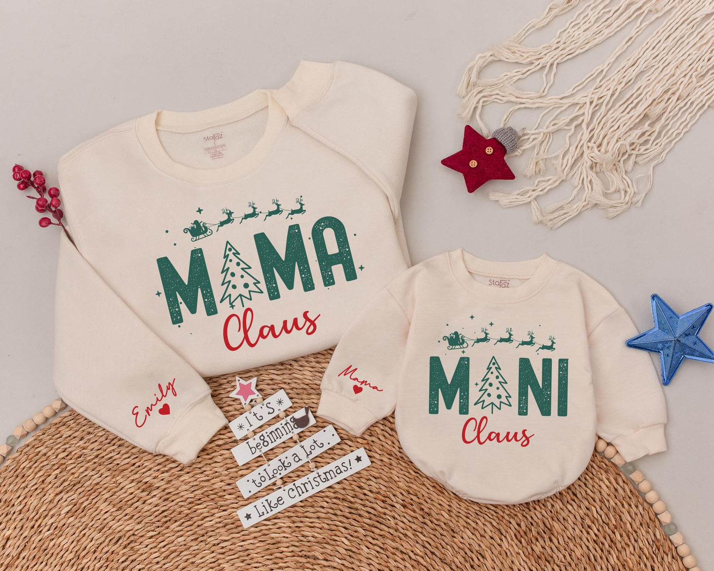 Matching Christmas Sweatshirts for Mom and Kids - Festive Family Set