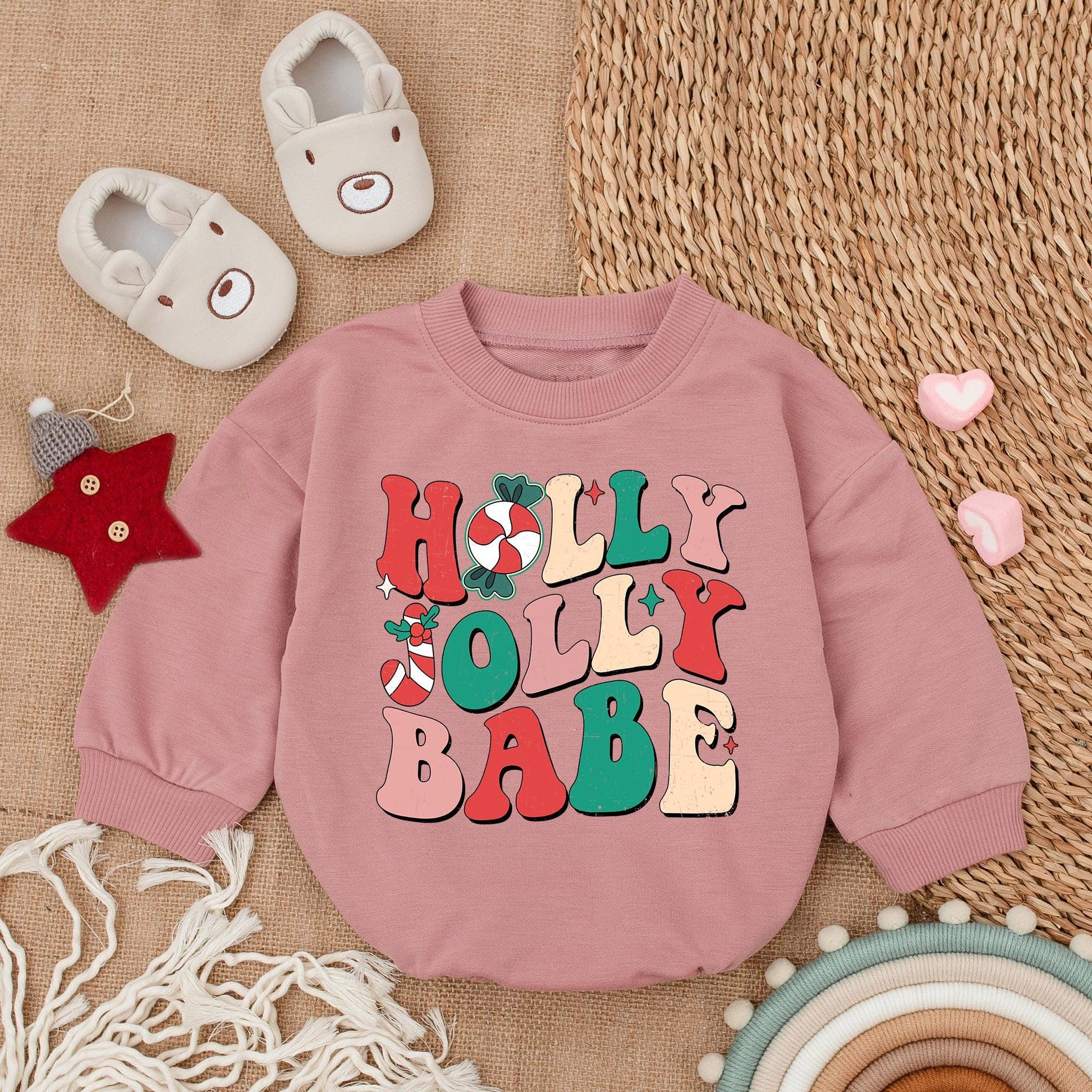 Holly Jolly Baby Romper, First Christmas Outfit, Cozy Baby Clothes