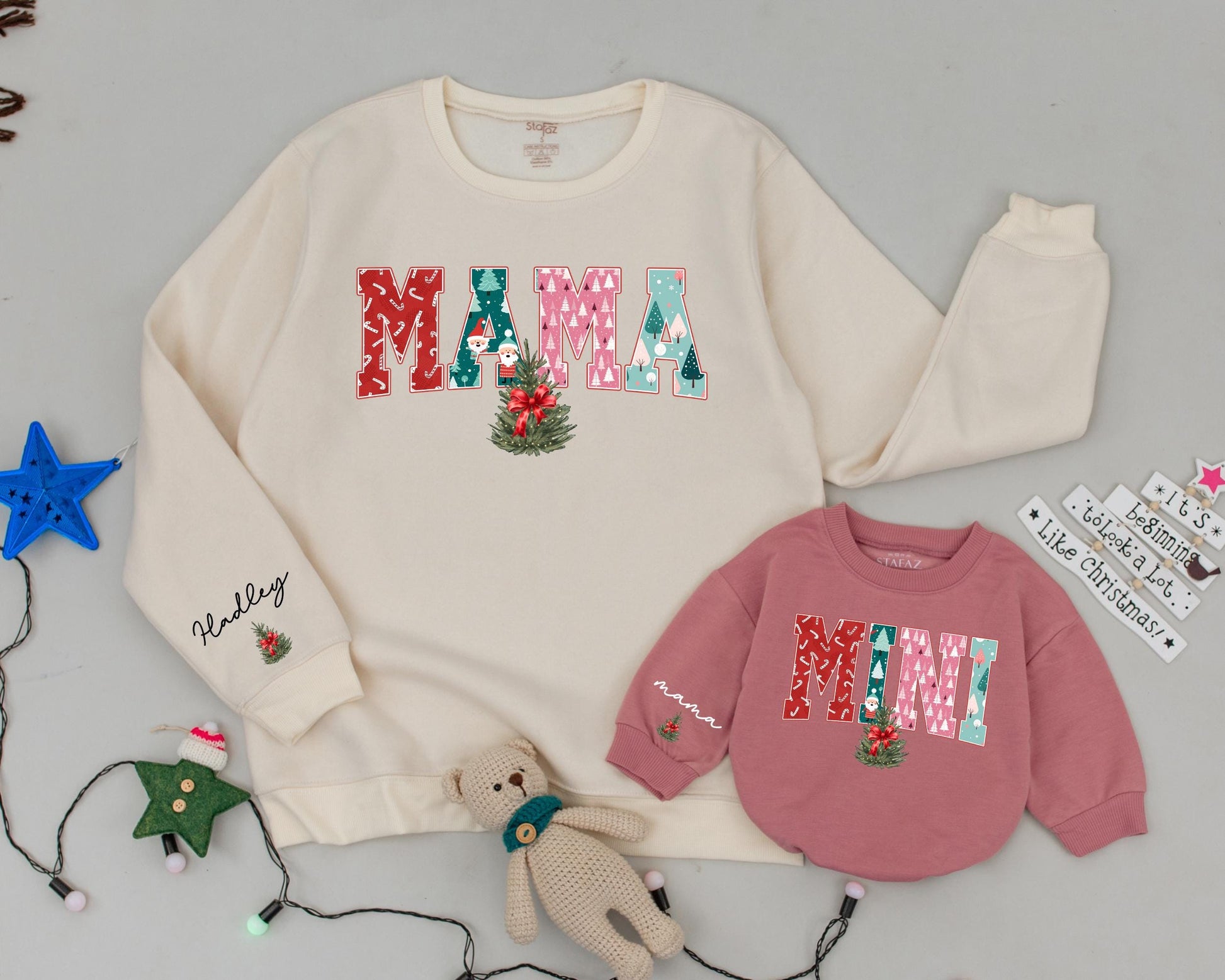 Vintage Mama & Mini Christmas Sweater Set – Custom Family Gift