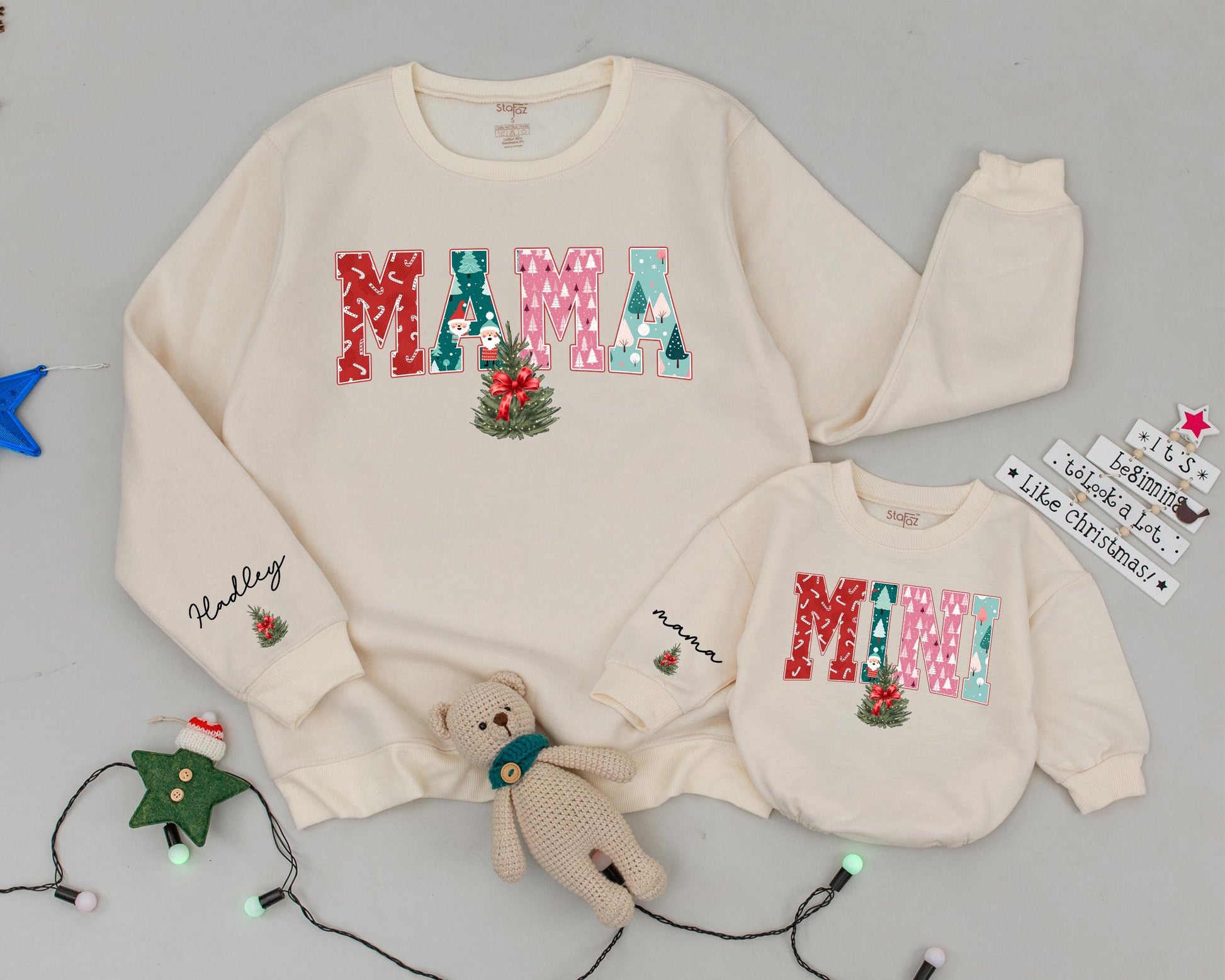 Vintage Mama & Mini Christmas Sweater Set – Custom Family Gift