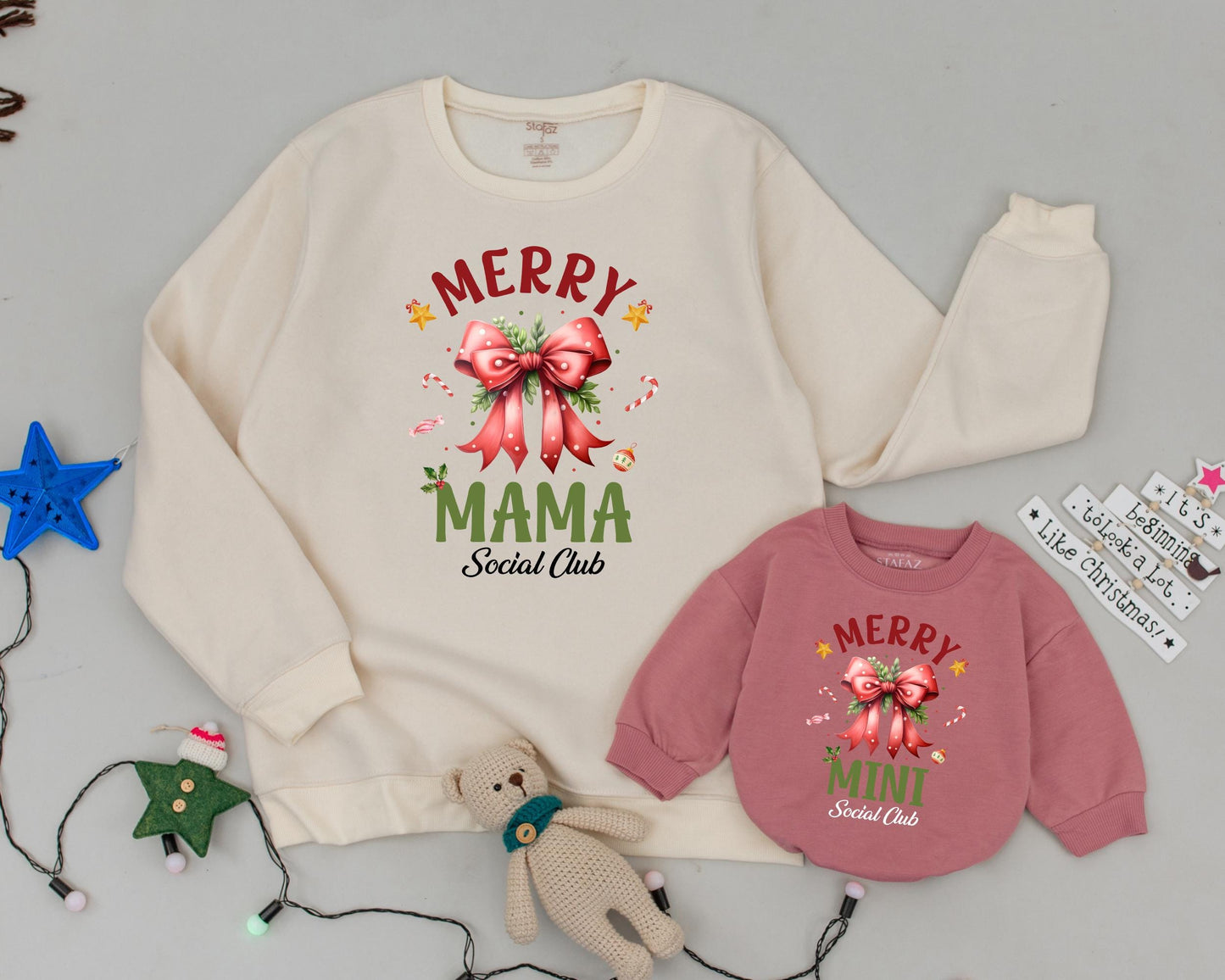 Festive Mama & Mini Christmas Sweaters: Vintage Family Matching Set