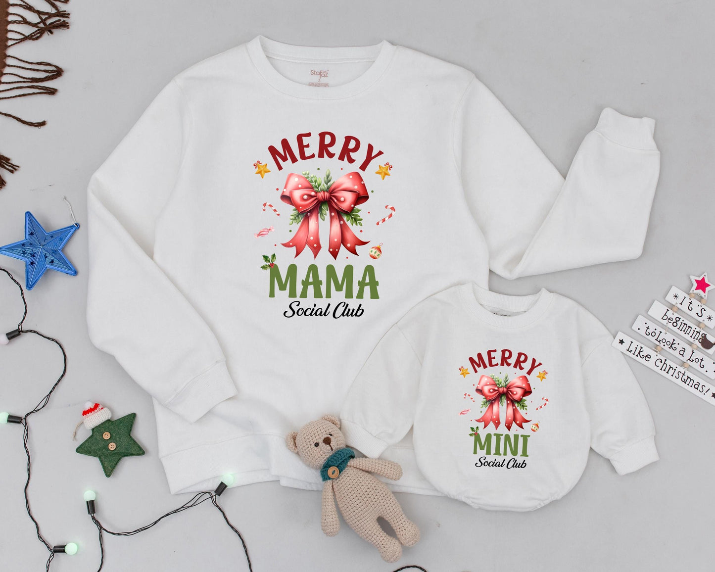 Festive Mama & Mini Christmas Sweaters: Vintage Family Matching Set