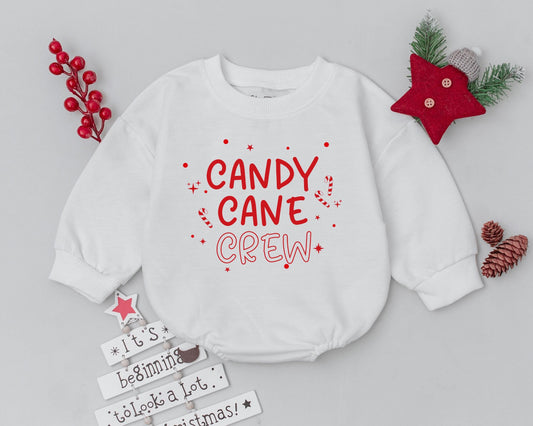 Candy Cane Crew My First Christmas Baby Romper Festive Retro Holiday Infant Outfit Cute Baby Shower Gift Red Playful Design Cozy Apparel for Girls Boys