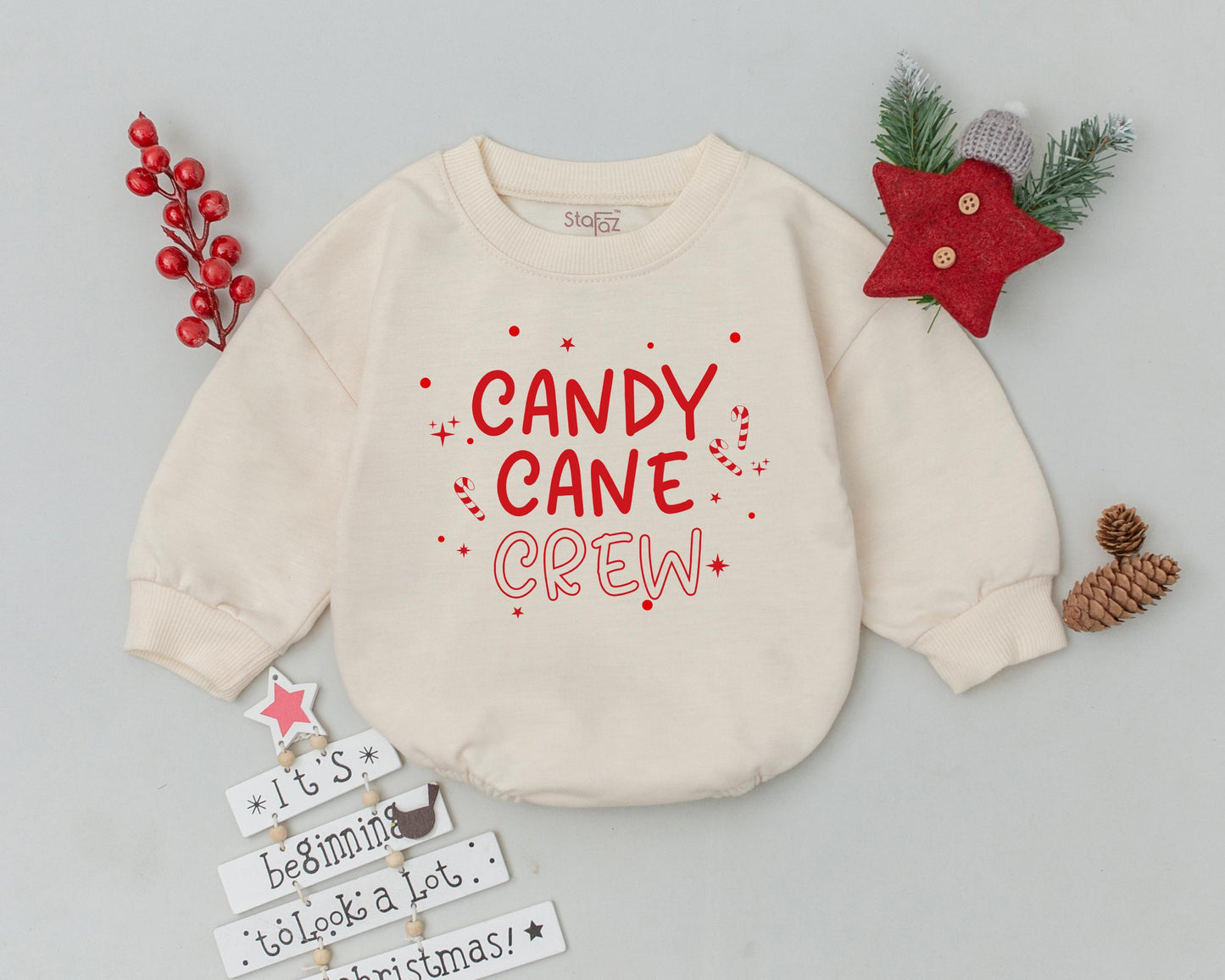 Candy Cane Crew My First Christmas Baby Romper Festive Retro Holiday Infant Outfit Cute Baby Shower Gift Red Playful Design Cozy Apparel for Girls Boys