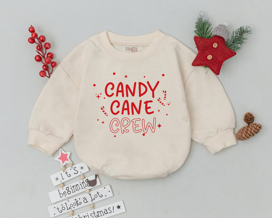 Candy Cane Crew My First Christmas Baby Romper Festive Retro Holiday Infant Outfit Cute Baby Shower Gift Red Playful Design Cozy Apparel for Girls Boys