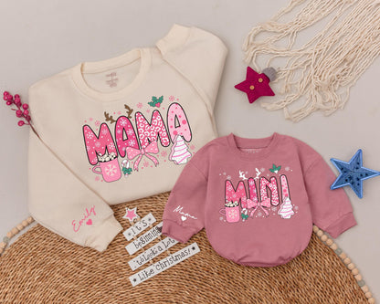 Cozy Christmas Pink Coquette Tees: Mama and Mini Matching Gift